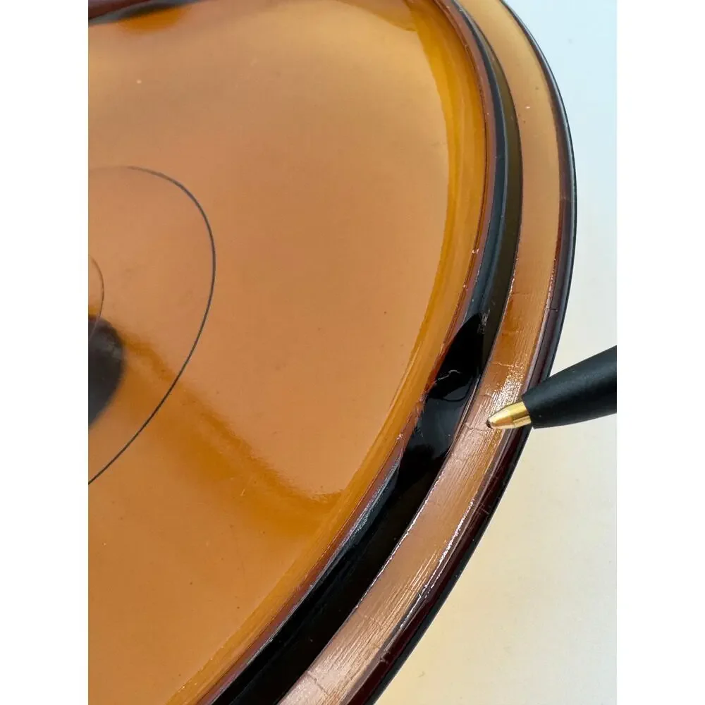 Vintage Round Covered Casserole, 438 Smooth Harvest Amber 2 Quart Anchor Hocking